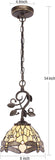 Werfactory® Tiffany Pendant Light 8" Cream Stained Glass Dragonfly Hanging Lamp