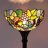 Werfactory® Torchiere Tiffany Floor Lamp Stained Glass Torch Grape Standing Light