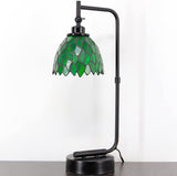 Werfactory® Tiffany Lamp W6H20 Inch Green Leaf Stained Glass Table Lamp