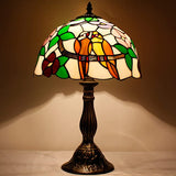 12 inch Tiffany Lamps Werfactory® Double Tropical Birds Stained Glass Bedside Lamp