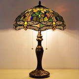 Werfactory® Tiffany Table Lamp 24 Inch High Stained Glass Dragonfly Style Reading Lamp