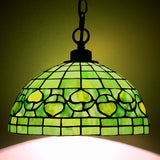 Werfactory® Tiffany Style Plug in Pendant Light 12 Inch Green Stained Glass Hanging Lamp