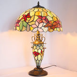 Werfactory® Tiffany Lamp W16H24 Inch Stained Glass Mother Daughter Flower Table Lamp