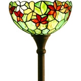 Werfactory® Torchiere Tiffany Floor Lamp 12X12X67 Inches Stained Glass Flower Standing Torch Light