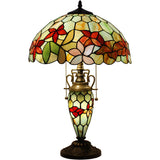 Werfactory® Tiffany Lamp W16H24 Inch Stained Glass Mother Daughter Flower Table Lamp