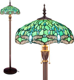 Werfactory® Tiffany Floor Lamp Blue Stained Glass Dragonfly Style Reading Lamp