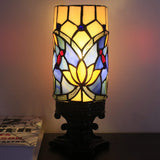 Werfactory® Small Tiffany Lamp Stained Glass Table Lamp Blue Lotus Candle Type Desk Lamp