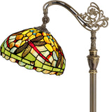 Werfactory® Tiffany Floor Lamp Stained Glass Dragonfly Arched Gooseneck Reading Light