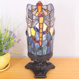 WERFACTORY Small Tiffany Table Lamp Mini Stained Glass Lamp Wide 4 Tall 10 Inch Yellow Dragonfly Style Desk Night Light