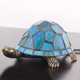 Werfactory® Tortoise Tiffany Turtle Lamp Sea Blue Stained Glass Table Lamp Cute Animal Night Light