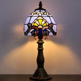 Werfactory® Small Tiffany Lamp Stained Glass Baroque Style Table Lamp 14" Tall