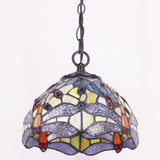 Tiffany Pendant Light Yellow Stained Glass Dragonfly Shade Hanging Lamp