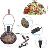 Werfactory® Tiffany Lamp Grape Style Stained Glass Table Lamp with Mushroom Base