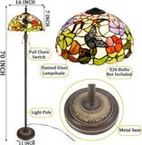 Werfactory® Tiffany Floor lamp, 70 inches high Butterfly Style Stained Glass Light