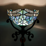 Werfactory® Tiffany Floor Lamp W10H70 Inch Stained Glass Torchiere Light Blue Dragonfly Standing