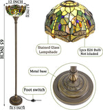 Werfactory® Torchiere Tiffany Floor Lamp 12X12X67 Inches Brown Stained Glass Dragonfly Torch Light