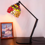 Werfactory® Tiffany Swing Arm Lamp Adjustable Stained Glass Lamp Rose Style