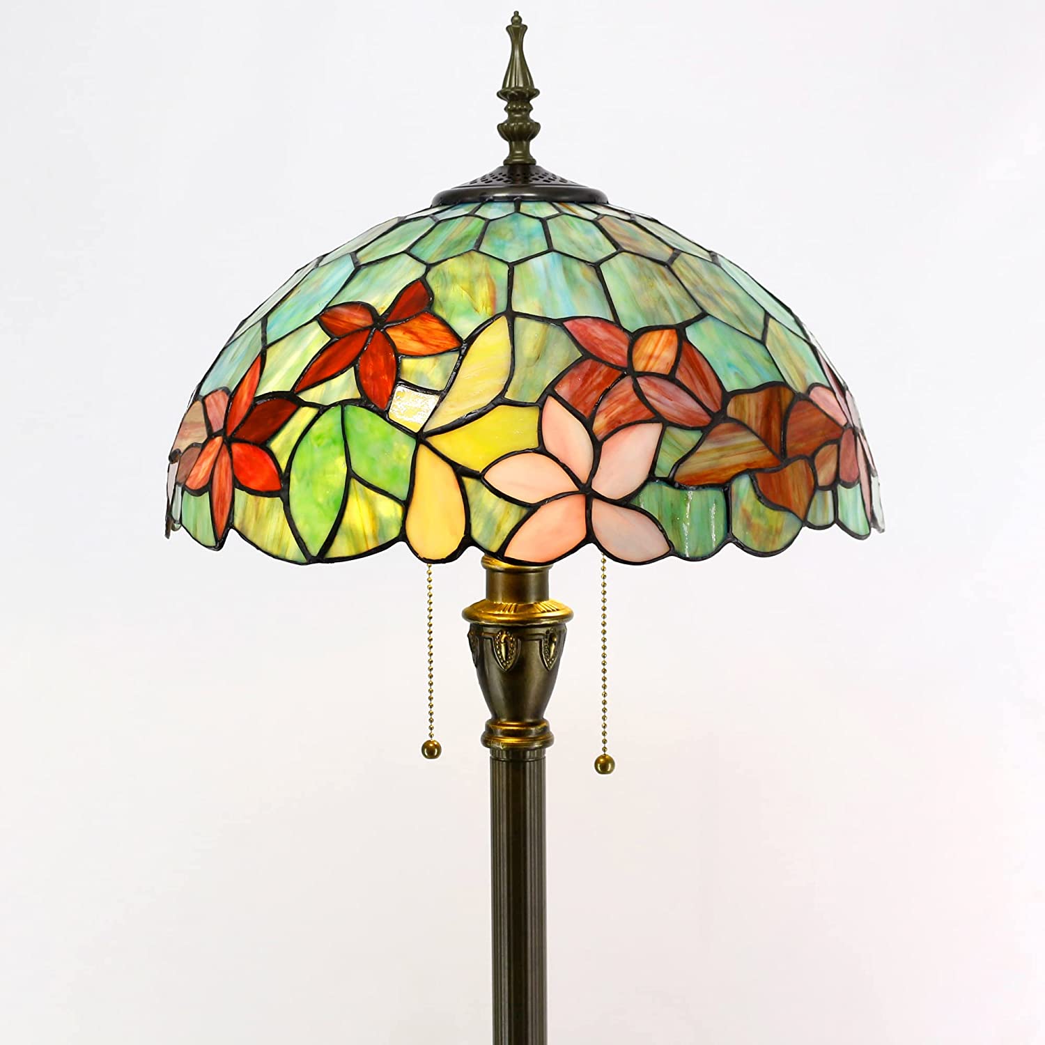 Werfactory® Tiffany Floor Lamp W16H70 Inch Stained Glass Flower Style Reading Lamp