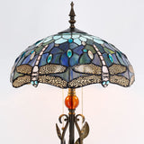 Tiffany Floor Lamp,Blue Dragonfly Stained Glass Floor Lamp With W16H70 Inch