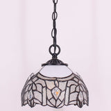 Werfactory® Tiffany Pendant Lighting White Stained Glass Crystal Hanging Lamp