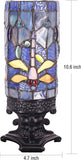 WERFACTORY Small Tiffany Table Lamp Mini Stained Glass Lamp Wide 4 Tall 10 Inch Navy Dragonfly Style Desk Night Light