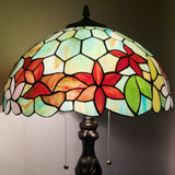 Werfactory® Tiffany Table Lamp Green Stained Glass Flower Style Handmade Reading Lamp