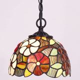 Werfactory® Tiffany Pendant Light with W8H7 Inch Stained Glass Style Shade Hanging Lamp