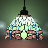 Werfactory® Tiffany Pendant Light 8 Inch Green Stained Glass Dragonfly Hanging Lamp