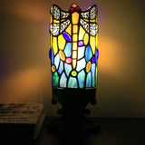 WERFACTORY Small Tiffany Table Lamp Mini Stained Glass Lamp Wide 4 Tall 10 Inch Yellow Dragonfly Style Desk Night Light
