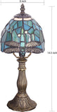 Werfactory® Tiffany Lamp Stained Glass Table Lamp Green Blue Dragonfly Style Accent Lamp