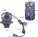 WERFACTORY Small Tiffany Table Lamp Mini Stained Glass Lamp Wide 4 Tall 10 Inch Navy Dragonfly Style Desk Night Light