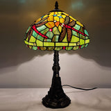 Werfactory® Tiffany Table Lamp Green Yellow Stained Glass Dragonfly Style Handmade Reading Lamp