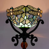 Werfactory® Tiffany Floor Lamp W10H70 Inch Stained Glass Torchiere Light Blue Dragonfly Standing