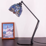 Werfactory® Tiffany Swing Arm Lamp Adjustable Stained Glass Dragonfly   Lamp