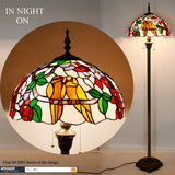Tiffany Lampshade Replacement Werfactory® W16H7-inch Colorful Stained Glass Birds Style Shade