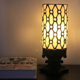 WERFACTORY Small Tiffany Lamp Mini Stained Glass Table Lamp W4H10 InchWhite Crystal Bead Style Desk Night Light