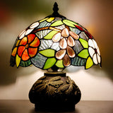Werfactory® Tiffany Lamp Grape Style Stained Glass Table Lamp with Mushroom Base