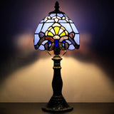 Werfactory® Small Tiffany Lamp Stained Glass Baroque Style Table Lamp 14" Tall
