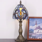 Werfactory® Small Tiffany Lamp Cloudy Style Stained Glass Table Lamp, 14" Tall