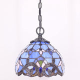 Werfactory® Tiffany Pendant Light with W8H7 Inch Baroque Stained Glass Hanging Lamp