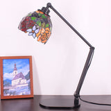Werfactory® Tiffany Swing Arm Lamp Adjustable Stained Glass Lamp Rose Style