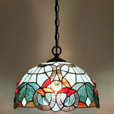 12 inch Green Blue Floral Stained Glass Lampshade Only Werfactory®  Fit for Tiffany Table Lamp