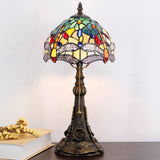 Werfactory® Small Tiffany Lamp Yellow Dragonfly Style Stained Glass Table Lamp