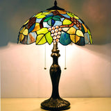 Werfactory® Tiffany Table Lamp Green Stained Glass Grapes Style Handmade Reading Lamp