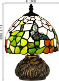 Werfactory® Tiffany Table Lamp W8H11 Inch Stained Glass red Green Flower Butterfly Mushroom Lamp