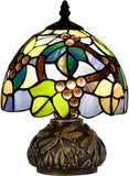 Werfactory® Tiffany Lamp Stained Glass Green Grape Style Table Lamp Mushroom Lamp