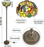 Werfactory® Torchiere Tiffany Floor Lamp Stained Glass Torch Grape Standing Light