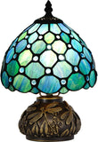 Werfactory® Tiffany Lamp Sea Blue Stained Glass Pearl Table Lamp Mushroom Lamp