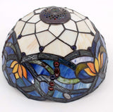 12 inch Blue Lotus Stained Glass Lampshade Only Werfactory®  Fit for Tiffany Table Lamp