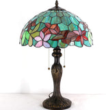 Werfactory® Tiffany Table Lamp Green Stained Glass Flower Style Handmade Reading Lamp